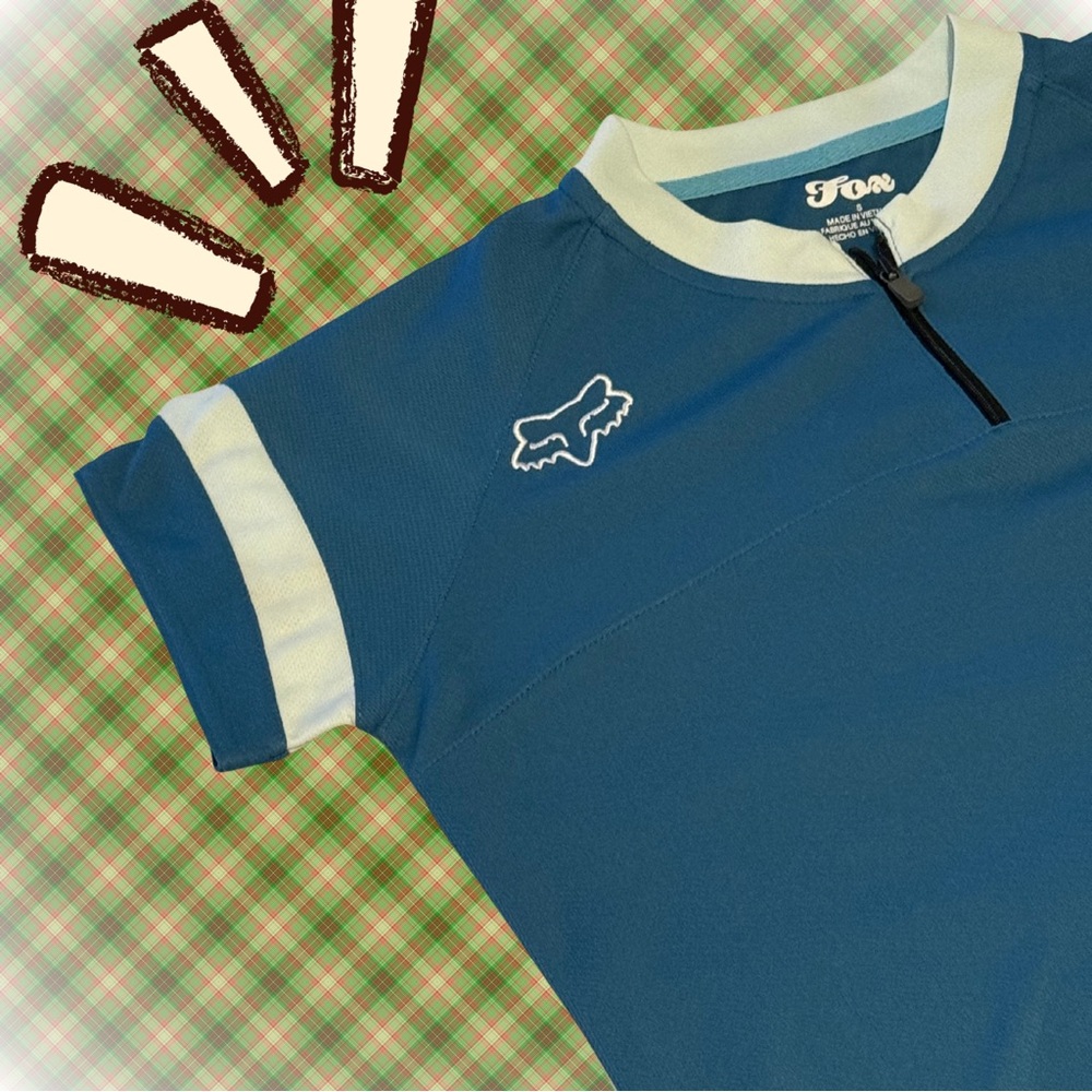 Fox Teal and Light Blue Cycling Top